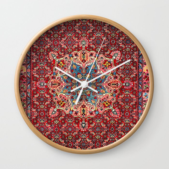 Bijar Kurdish Northwest Persian Rug Print Wall Clock