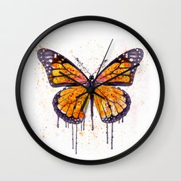 Monarch Butterfly watercolor Wall Clock