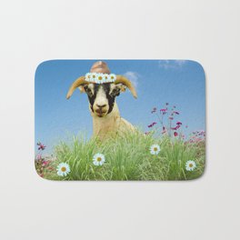 Looking Sheepish in the Summer Time Bath Mat | Outdoors, Sheep, Field, Photographic Filters, Humorous, Photographic Art, Nature Scene, Cute, Amusing, Nature 
