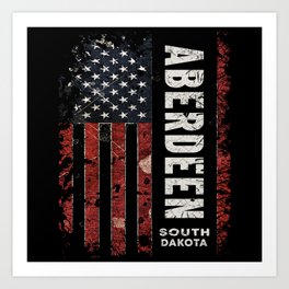Aberdeen South Dakota Art Print | American Flag, South Dakota State, Usa Flag Vintage, South Dakota, For Him, Aberdeen City, America, For Her, Aberdeen, Aberdeen Usa Flag 