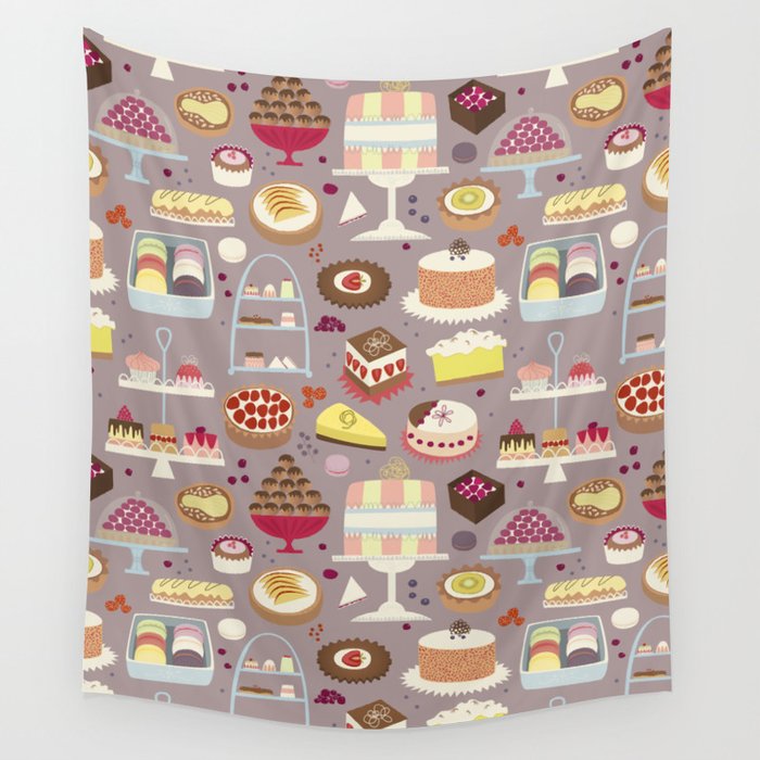 Patisserie Cakes and Good Things Wall Tapestry