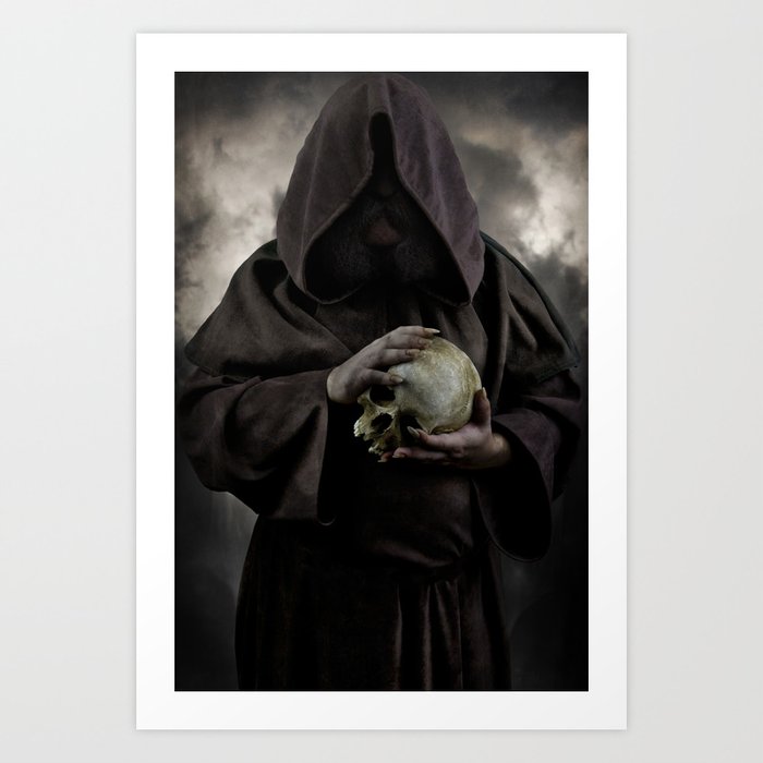 Holding a male skull Art Print