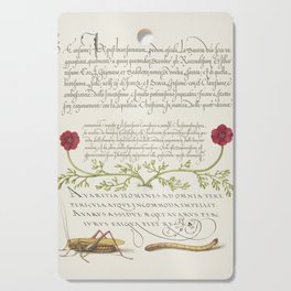 Vintage calligraphic poster with grasshopper Cutting Board
