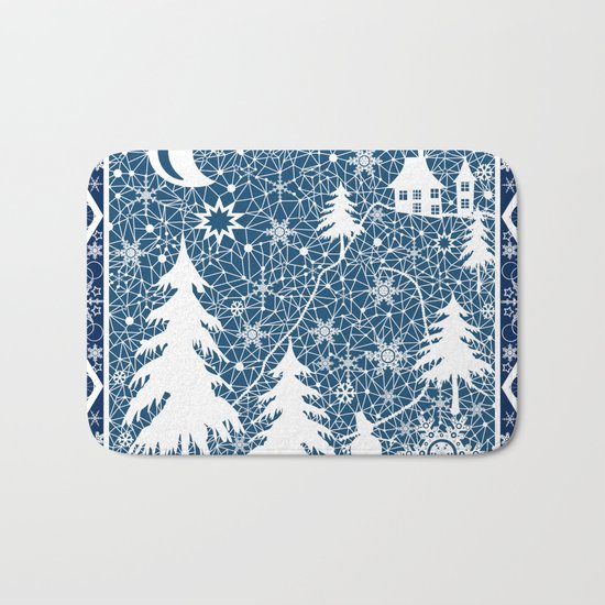 New year's design. Lace fabric . Bath Mat