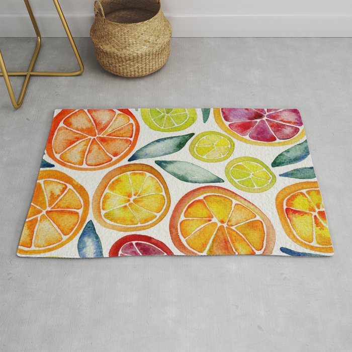 Sliced Citrus Watercolor Rug