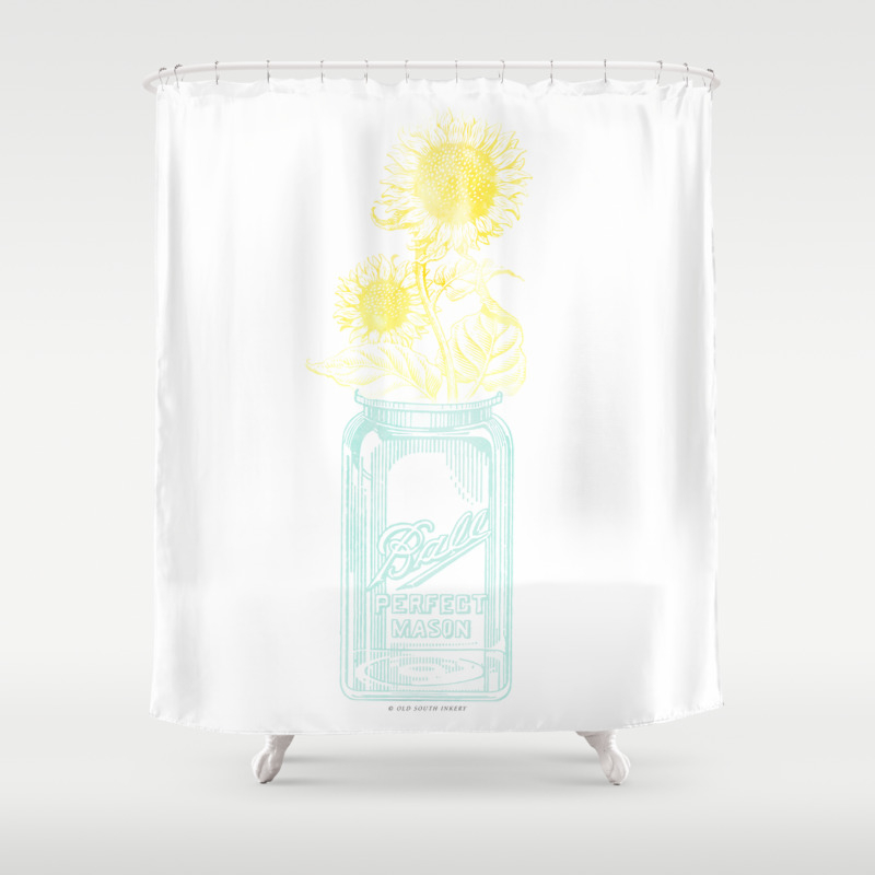 Sunflowers In A Mason Jar Shower Curtain By Oldsouthinkery Society6
