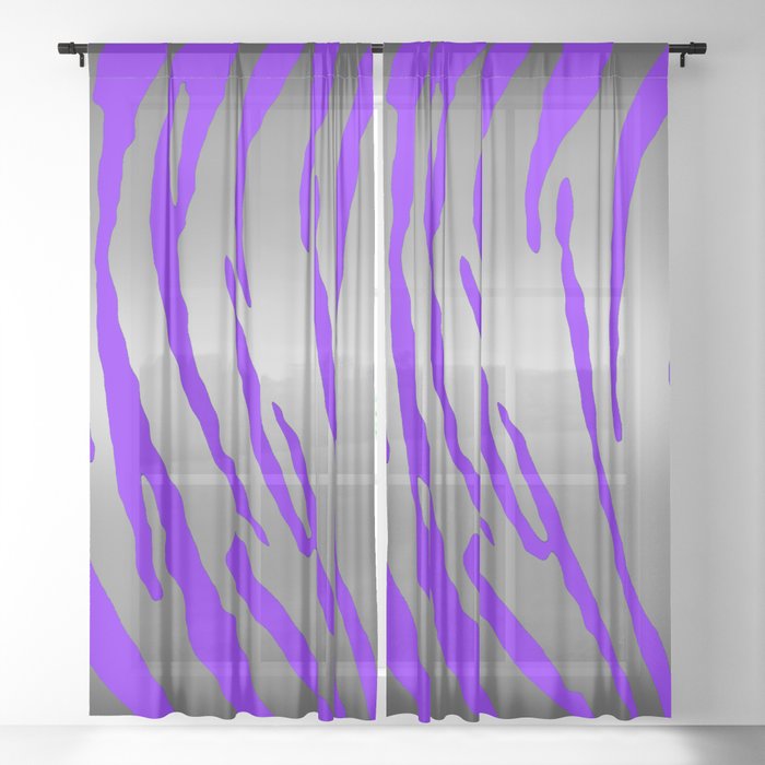 Silver Tiger Stripes Purple Sheer Curtain