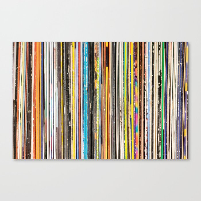 Vintage Used Vinyl Rock Record Collection Abstract Stripes Canvas Print