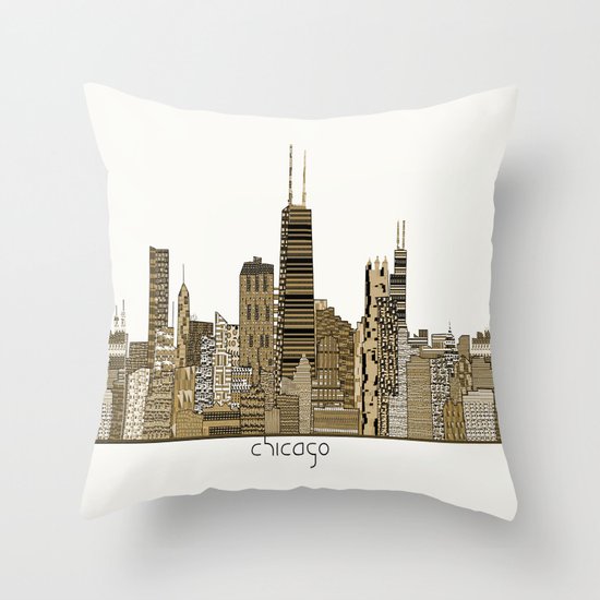 chicago vintage Throw Pillow