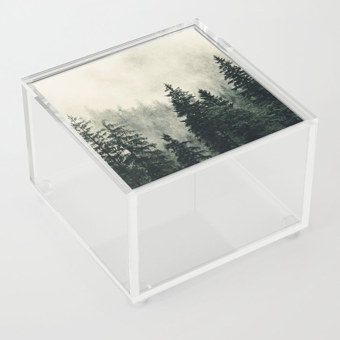 Thick pine forest in the descending mist Acrylic Box