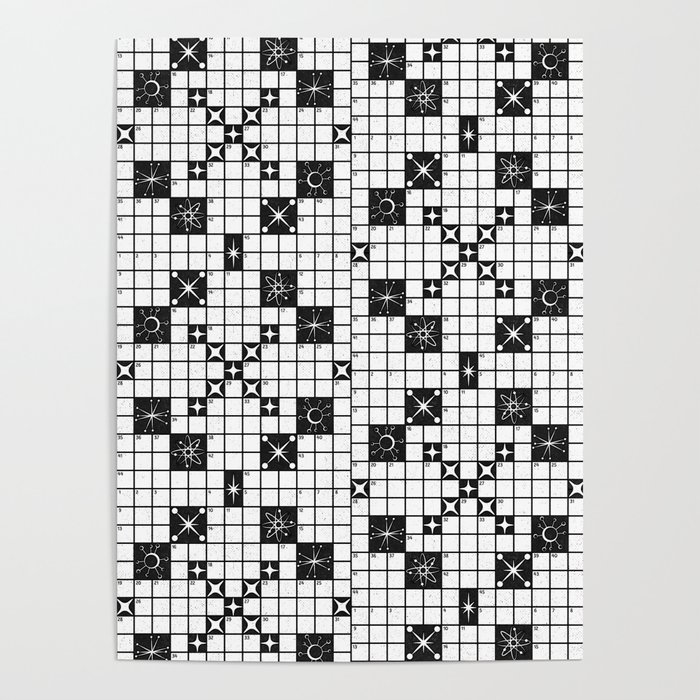 Mid century Crossword Puzzle Poster