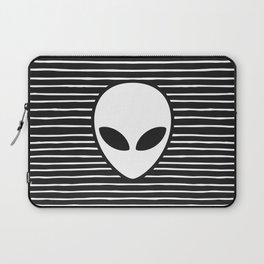 Alien on Black and White stripes Laptop Sleeve