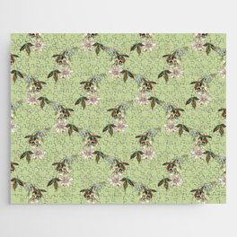 Vintage Mrs. Marryat's Tacsonia Flower Botanical Pattern on Sprout Green Jigsaw Puzzle