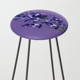 Floral Lavender Bouquet Design Pattern on Purple Counter Stool
