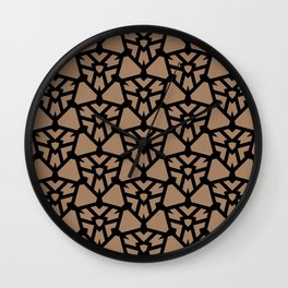 Black and Brown Geometric Shield Shape Tile Pattern Pairs Dulux 2022 Popular Colour Spiced Honey Wall Clock