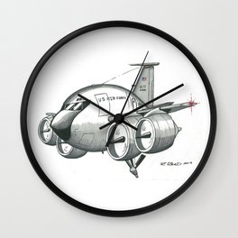 KC-135 by R. Reed Wall Clock | Vintage, Illustration, Black and White, Children 