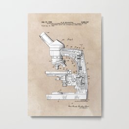 patent art microscope Metal Print | Typography, Homedecor, Decoration, Graphicdesign, Patentart, Medicine, Concept, Science, Wallart, Illustration 