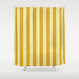 [ Thumbnail: Goldenrod and Pale Goldenrod Colored Striped Pattern Shower Curtain ]