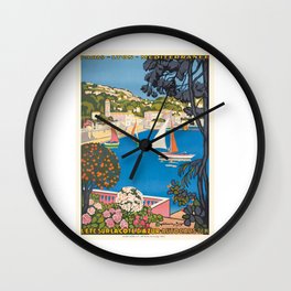 1926 FRANCE Summer On The Cote D'Azur Travel Poster Wall Clock
