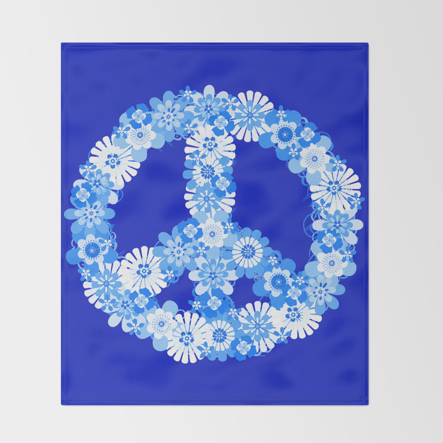 Peace Sign Floral Blue Throw Blanket By Mistflower Society6
