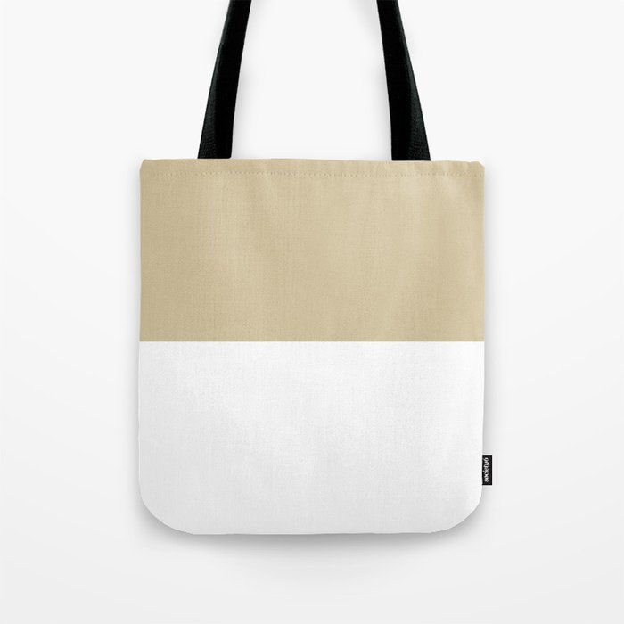 Vintage Beige And White Split in Horizontal Halves Tote Bag