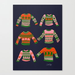 Christmas Sweaters – Green & Red Canvas Print