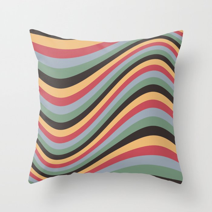 Multicolor waves Throw Pillow