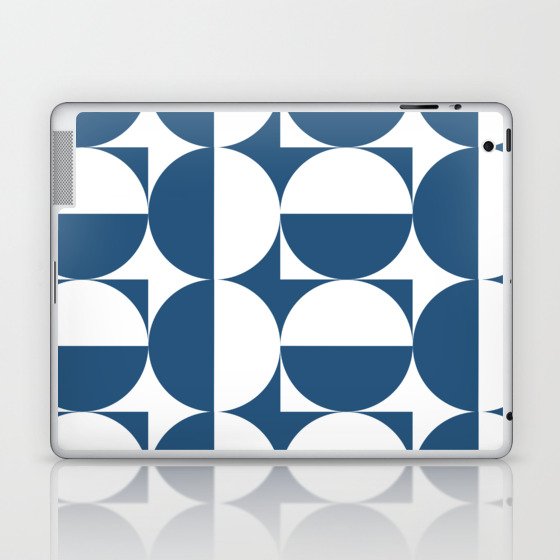 Mid century white and blue Laptop & iPad Skin
