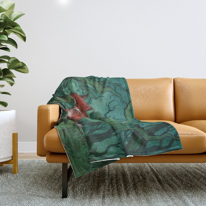 Woodland Fox Throw Blanket