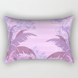 Polynesian Palm Trees And Hibiscus Violet Jungle Abstract Rectangular Pillow