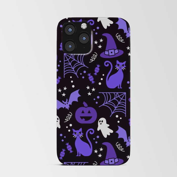 Halloween party illustrations purple, black iPhone Card Case
