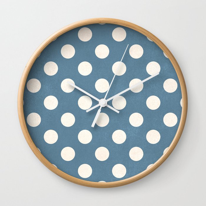 Blue & Ivory Spotted Print Wall Clock