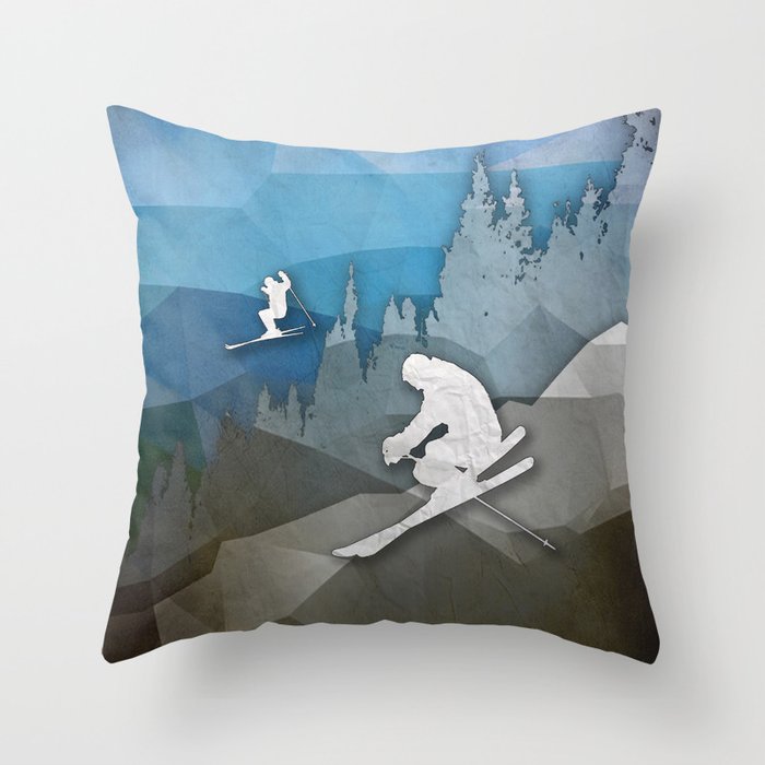 The Skiers Throw Pillow