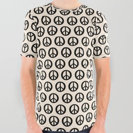 Inky Peace Dots Minimalist Pattern 2 in Black and Almond Cream All Over Graphic Tee