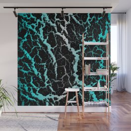 Cracked Space Lava - Cyan/White Wall Mural