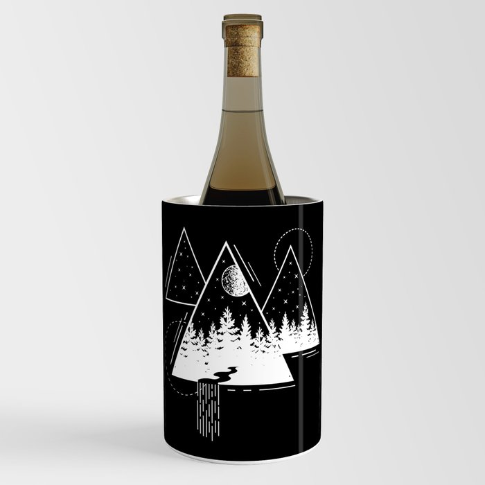 Modern Geometric Nature Forest Bohemian Triangles Wine Chiller