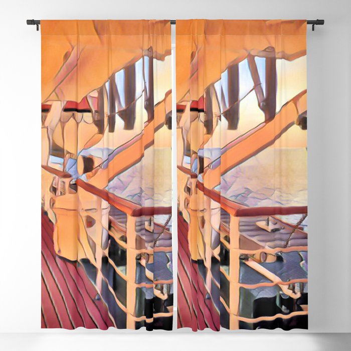 Crossinng the sea by ship  - Artistic illustration design Blackout Curtain