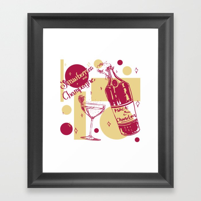 Strawberry Champagne Framed Art Print