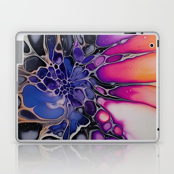 Abstract purple blue flower poured paint  Laptop & iPad Skin