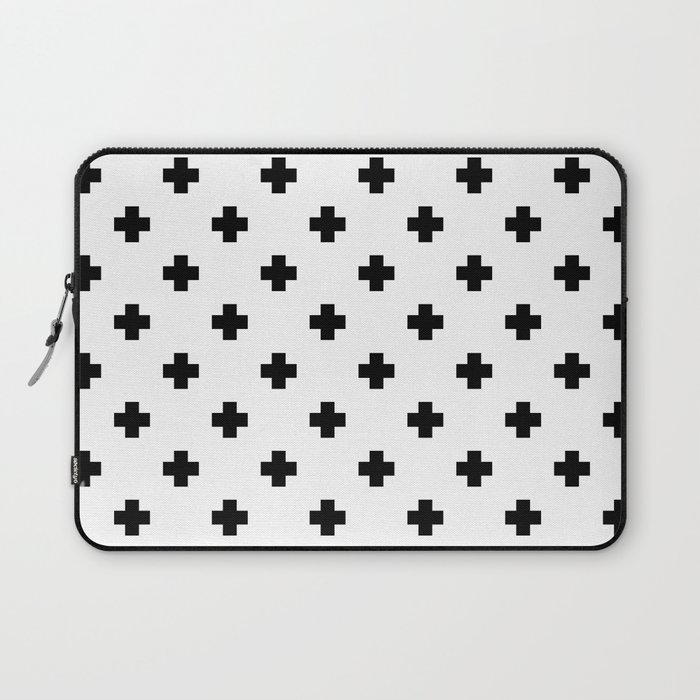 Black and White Swiss Cross Pattern Laptop Sleeve