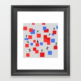 Dancing like Piet Mondrian - Composition in Color A. Composition with Red, and Blue on the light grey background Framed Art Print