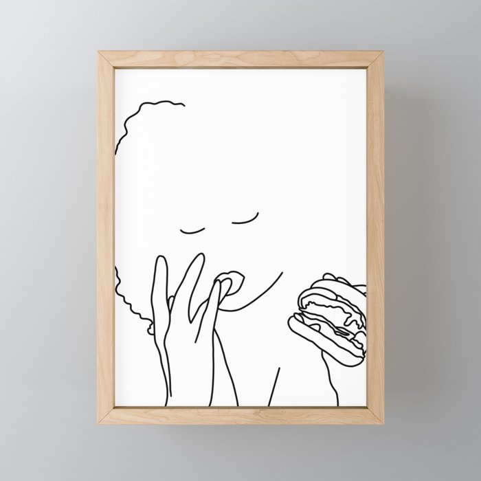 Finger Lickin' Burger Line Drawing Version 1 Framed Mini Art Print