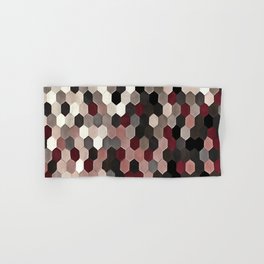 Hexagon Pattern In Gray and Burgundy Autumn Colors Hand & Bath Towel