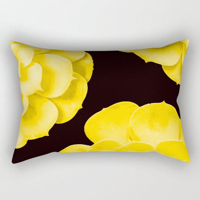 Large Yellow Succulent On Black Background #decor #society6 #buyart Rectangular Pillow