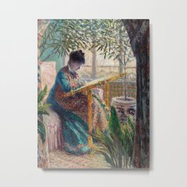 Claude Monet - Madame Monet Embroidering Metal Print | Painting, Embroidering, Portrait, Colors, Oiloncanvas, Monet, Oil, Impressionism, Claudemonet, Madamemonet 