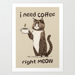 Cat and Coffee Lovers Art Print