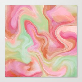 Mountain Retro Rock Swirls - Bright coral Canvas Print