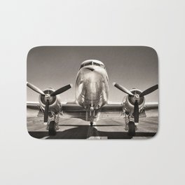vintage airplane on a runway Bath Mat | Engine, Old, Antique, Runway, Illustration, Flight, Aviation, Vintage, Plane, Aeroplane 