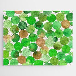 Watercolor Connected Green Circles - seamless pattern Jigsaw Puzzle