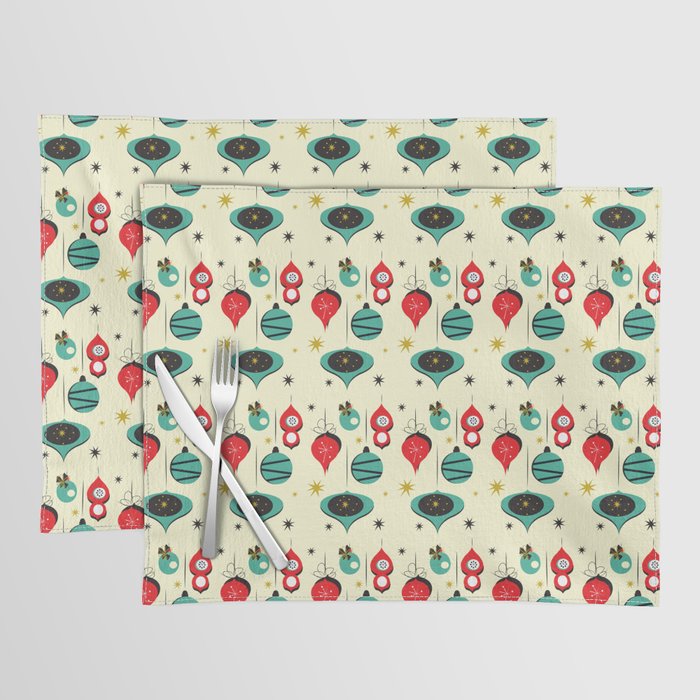 Christmas Pattern Retro Ornaments Star Placemat
